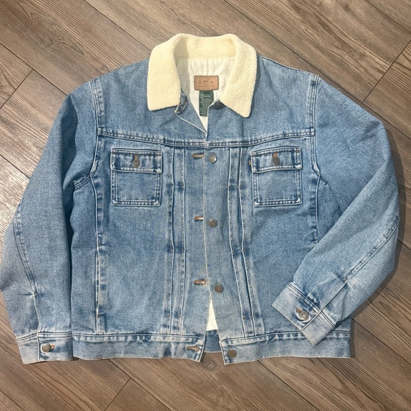 Lauren Jeans Co Ralph Lauren Sherpa Denim Jacket Women’s M Vintage Y2K - Picture 2 of 7